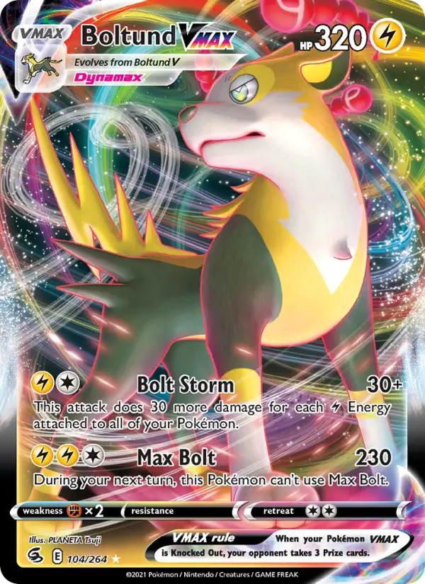 Boltund VMAX Holo Rare VMAX Pokemon card #104 from Fusion Strike