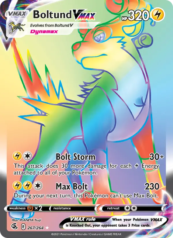 Boltund VMAX Secret Rare Pokemon card #267 from Fusion Strike