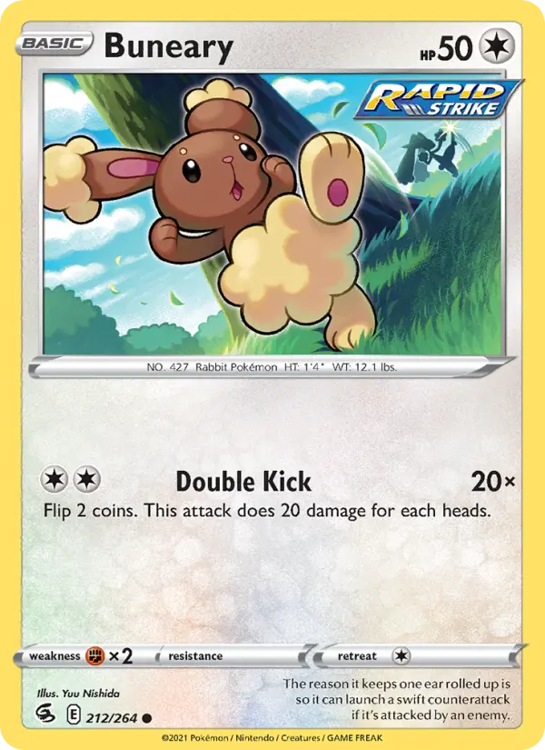 Buneary Common Pokemon card #212 from Fusion Strike