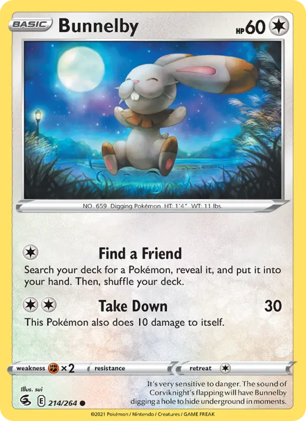 Bunnelby Common Pokemon card #214 from Fusion Strike