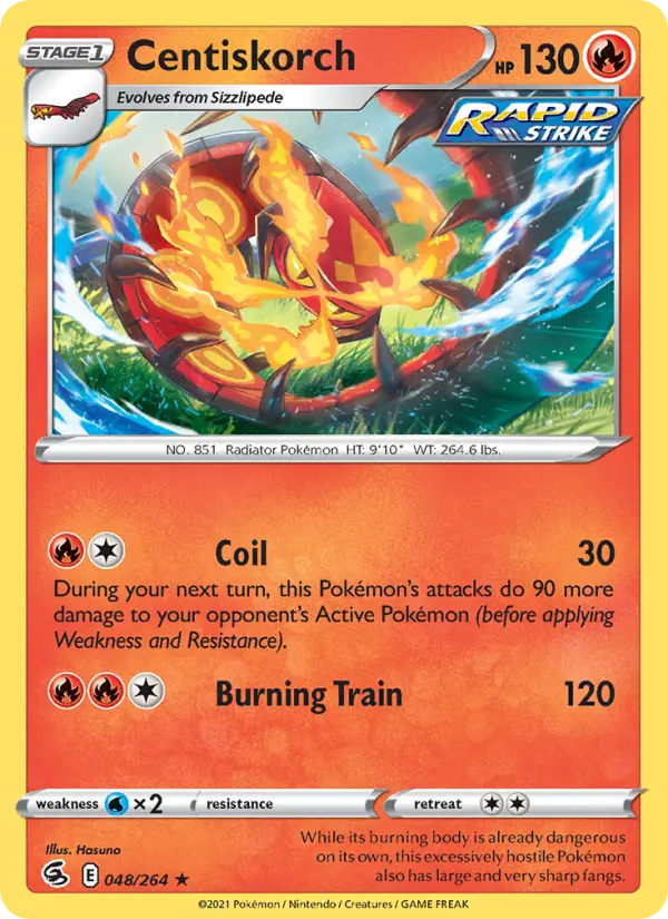 Centiskorch Rare Pokemon card #48 from Fusion Strike