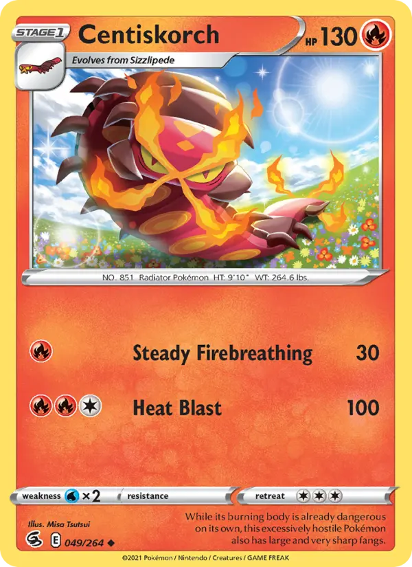 Centiskorch Uncommon Pokemon card #49 from Fusion Strike