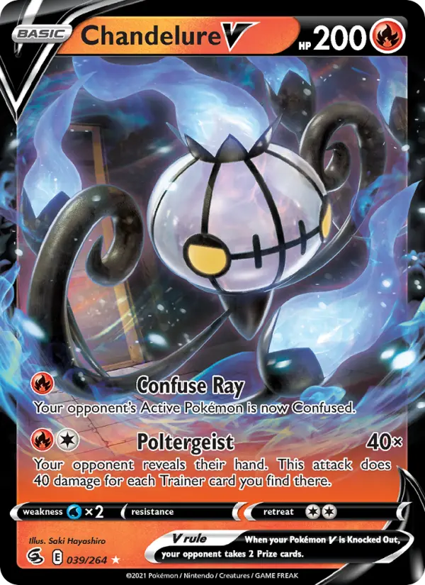 Chandelure V Holo Rare V Pokemon card #39 from Fusion Strike