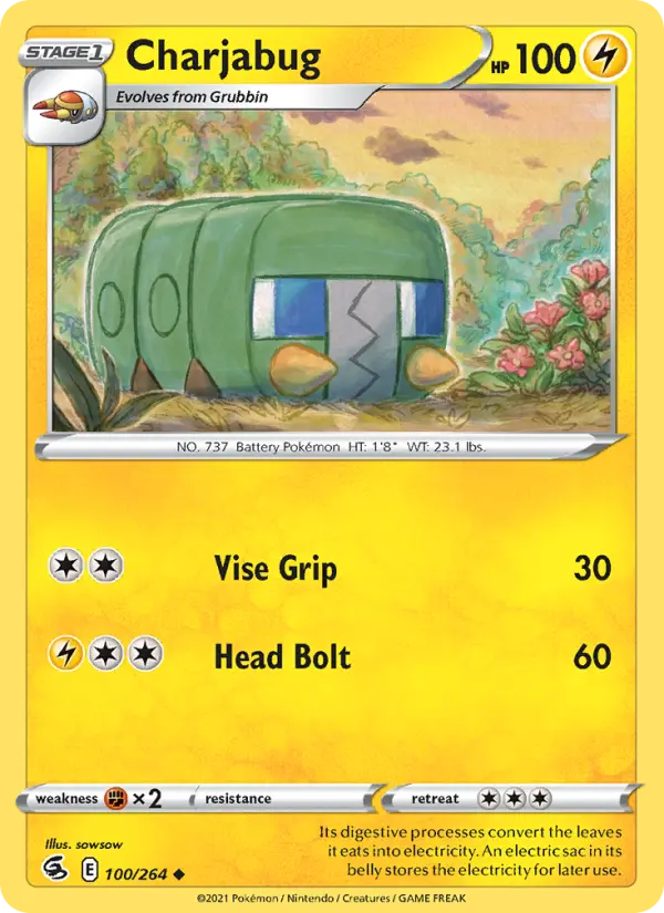 Charjabug Uncommon Pokemon card #100 from Fusion Strike