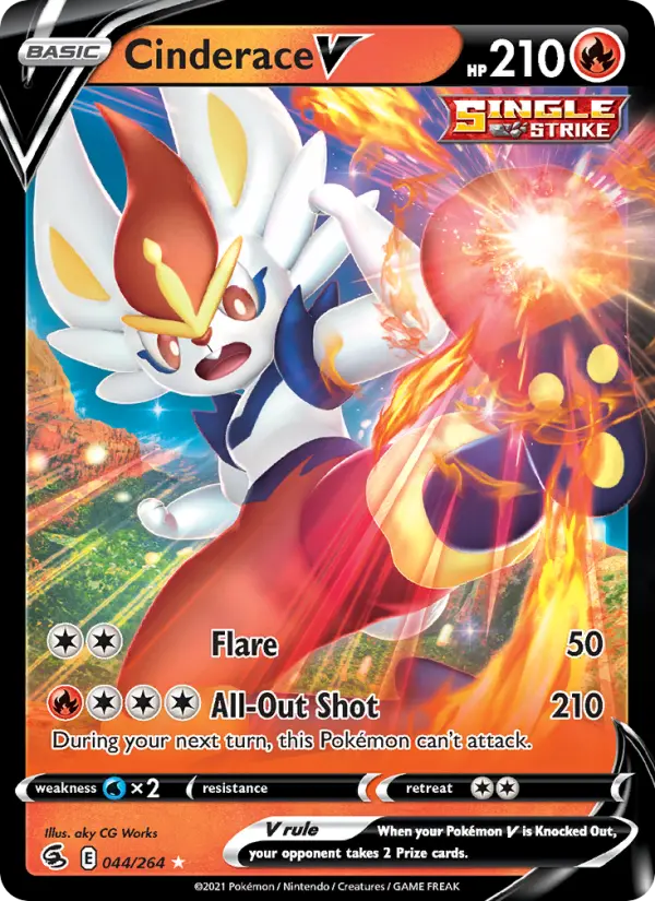 Cinderace V Holo Rare V Pokemon card #44 from Fusion Strike
