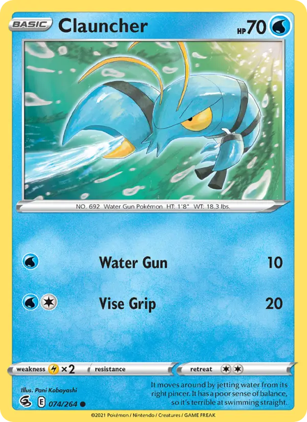 Clauncher Common Pokemon card #74 from Fusion Strike