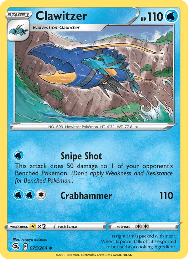 Clawitzer Uncommon Pokemon card #75 from Fusion Strike