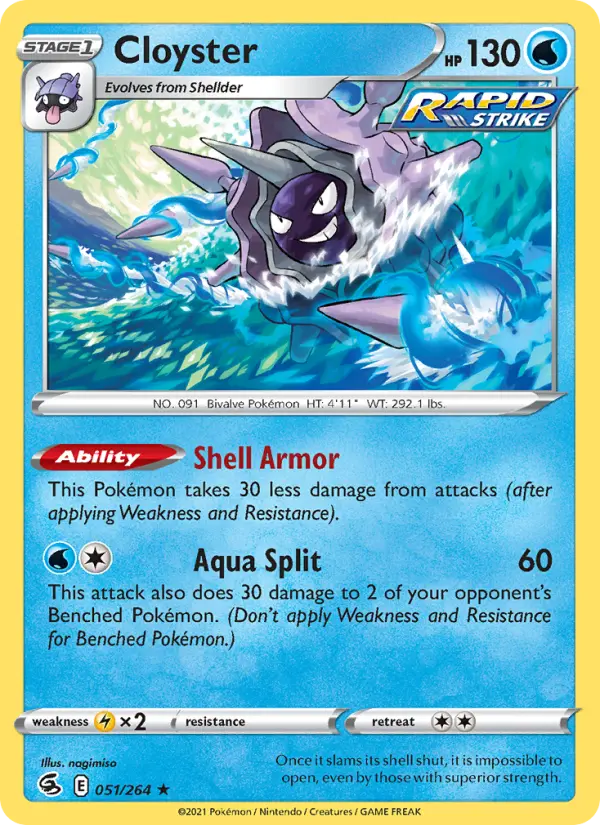 Cloyster Rare Pokemon card #51 from Fusion Strike