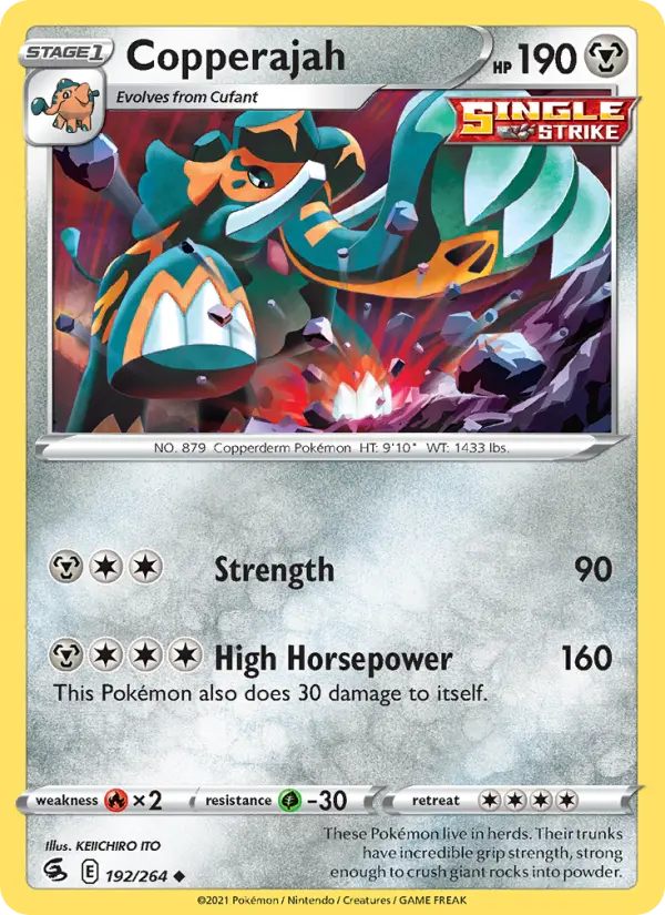 Copperajah Uncommon Pokemon card #192 from Fusion Strike