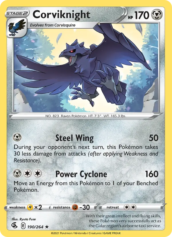 Corviknight Rare Pokemon card #190 from Fusion Strike