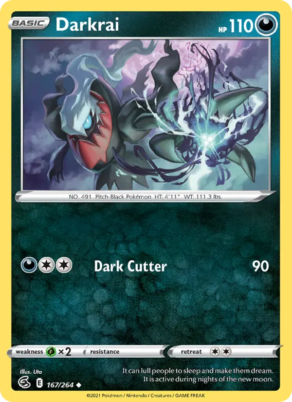 Darkrai Uncommon Pokemon card #167 from Fusion Strike