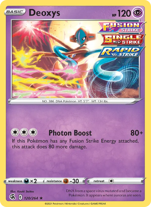 Deoxys Holo Rare Pokemon card #120 from Fusion Strike