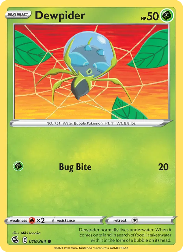 Dewpider Common Pokemon card #19 from Fusion Strike