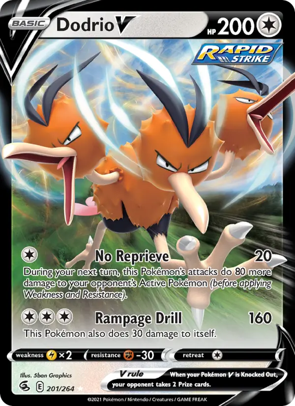 Dodrio V Holo Rare V Pokemon card #201 from Fusion Strike