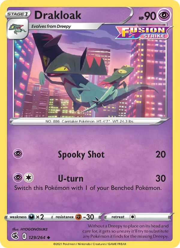 Drakloak Uncommon Pokemon card #129 from Fusion Strike