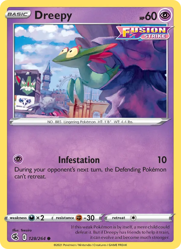 Dreepy Common Pokemon card #128 from Fusion Strike
