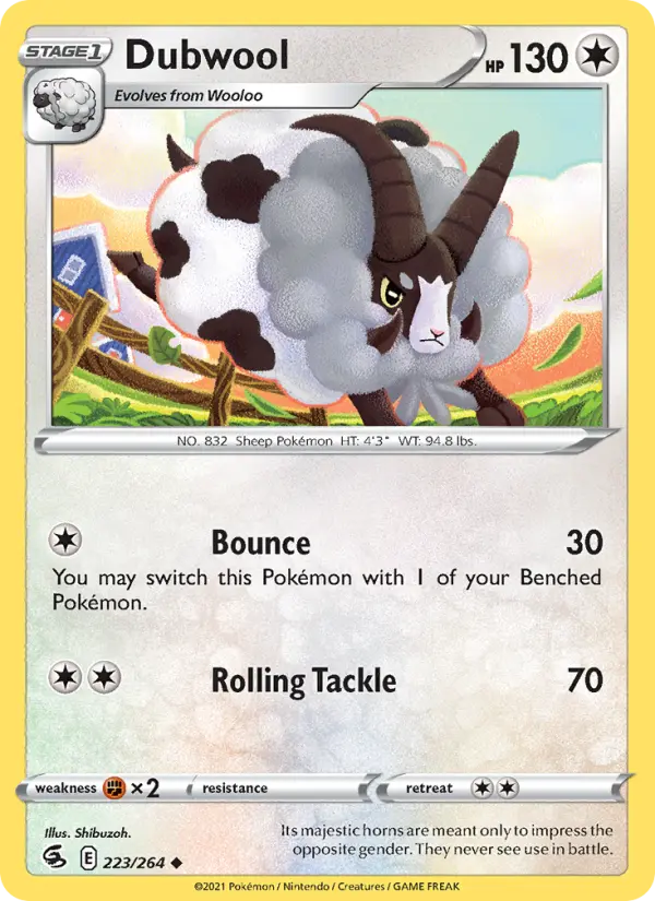 Dubwool Uncommon Pokemon card #223 from Fusion Strike