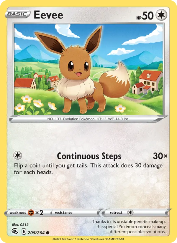 Eevee Common Pokemon card #205 from Fusion Strike