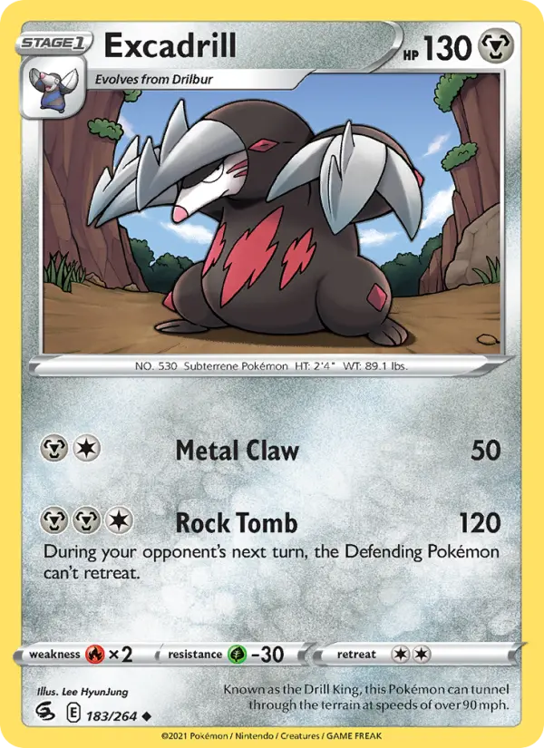 Excadrill Uncommon Pokemon card #183 from Fusion Strike