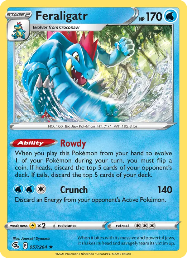 Feraligatr Holo Rare Pokemon card #57 from Fusion Strike
