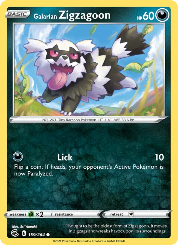 Galarian Zigzagoon Common Pokemon card #159 from Fusion Strike