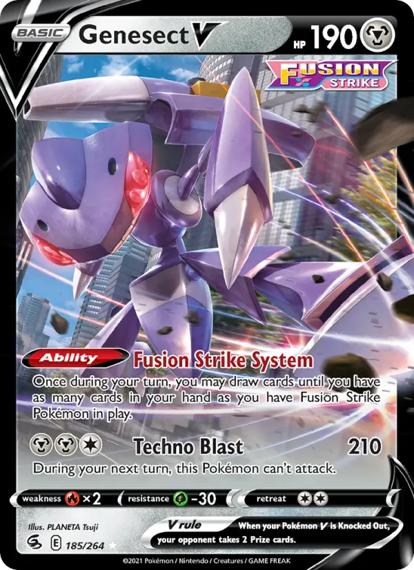 Genesect V Holo Rare V Pokemon card #185 from Fusion Strike