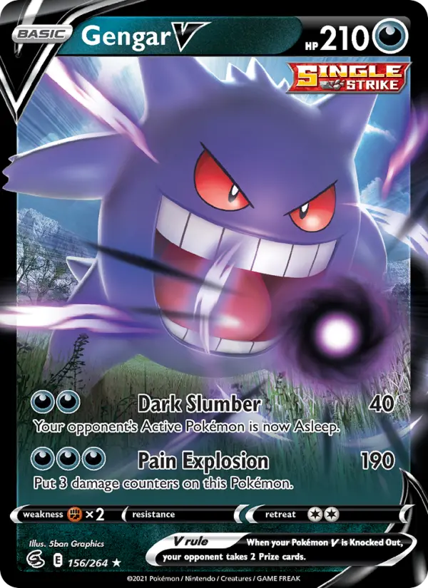 Gengar V Holo Rare V Pokemon card #156 from Fusion Strike