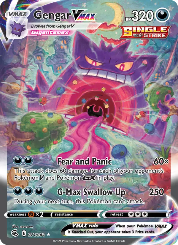 Gengar VMAX Secret Rare Pokemon card #271 from Fusion Strike