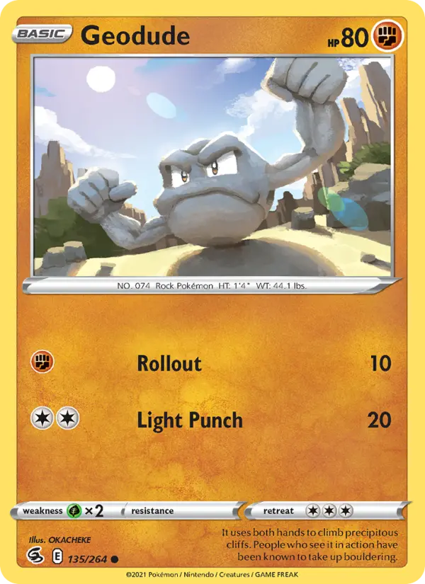 Geodude Common Pokemon card #135 from Fusion Strike