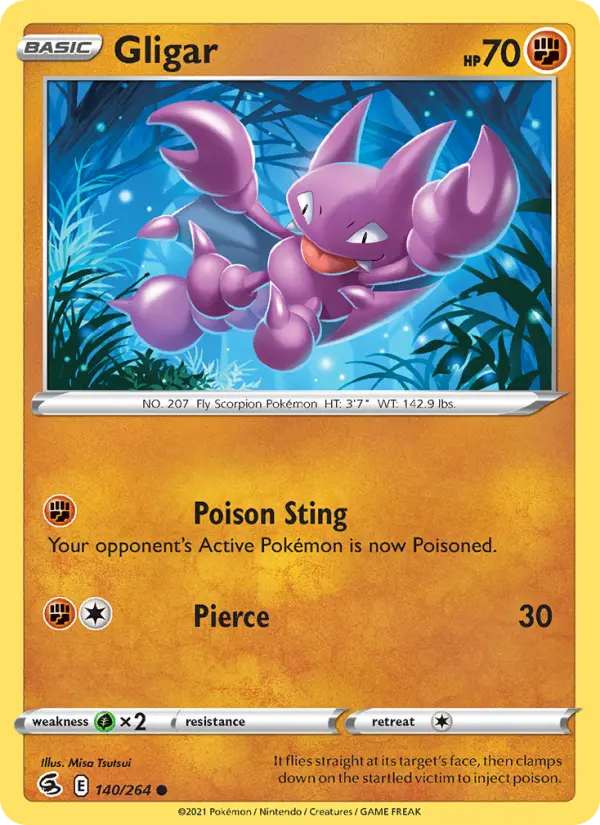 Gligar Common Pokemon card #140 from Fusion Strike