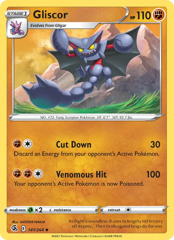 Gliscor Uncommon Pokemon card #141 from Fusion Strike