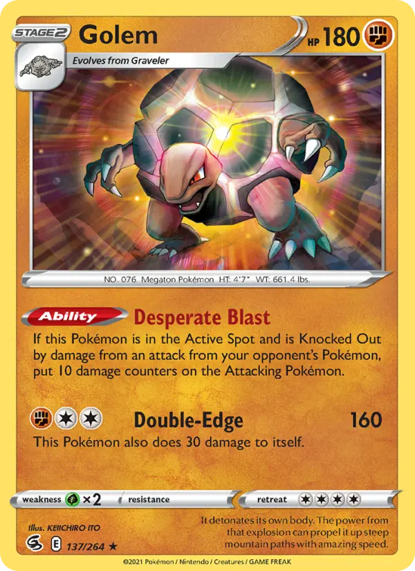 Golem Rare Pokemon card #137 from Fusion Strike