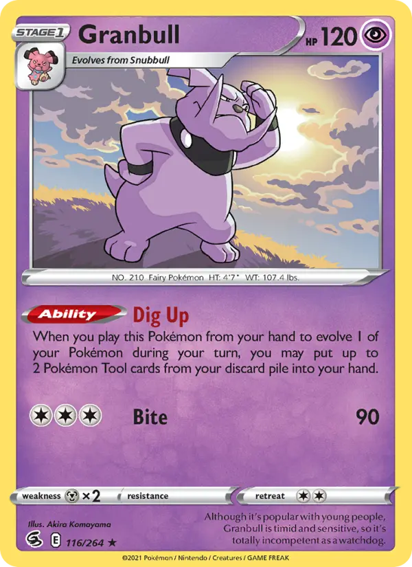 Granbull Rare Pokemon card #116 from Fusion Strike