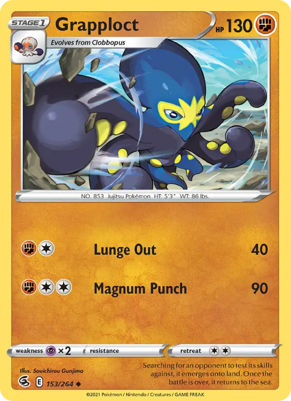 Grapploct Uncommon Pokemon card #153 from Fusion Strike