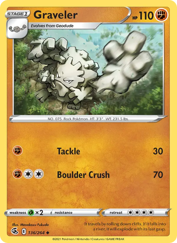 Graveler Uncommon Pokemon card #136 from Fusion Strike