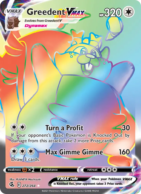 Greedent VMAX Secret Rare Pokemon card #272 from Fusion Strike
