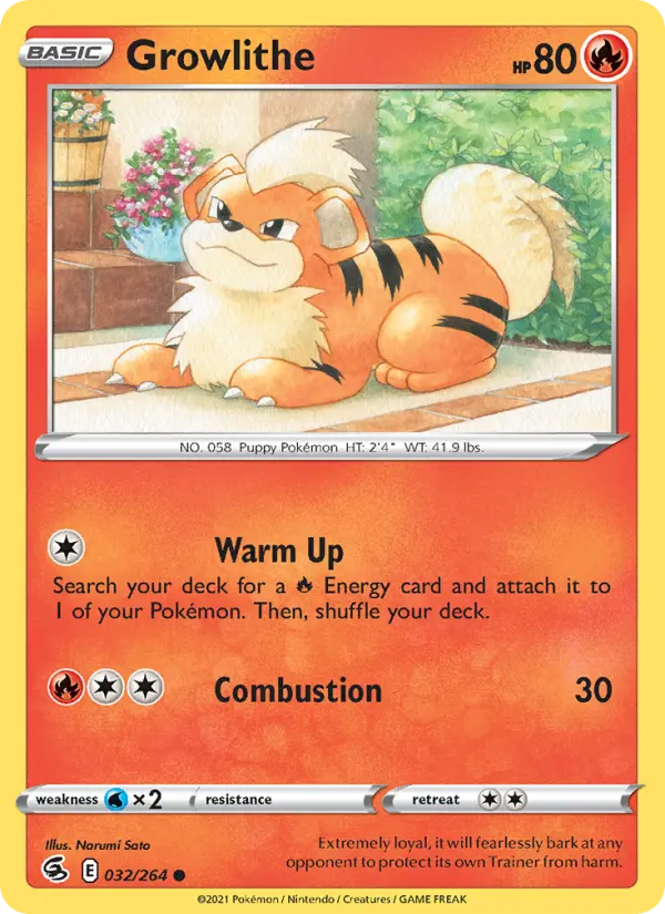 Growlithe Common Pokemon card #32 from Fusion Strike