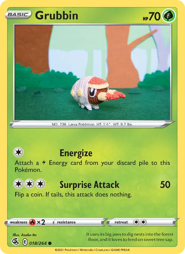 Grubbin Common Pokemon card #18 from Fusion Strike
