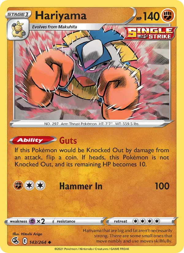 Hariyama Uncommon Pokemon card #143 from Fusion Strike