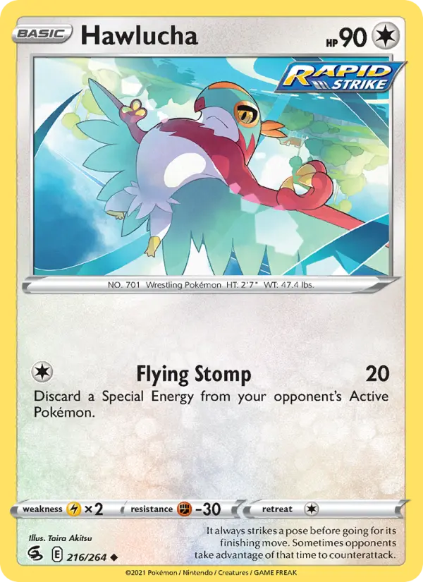 Hawlucha Uncommon Pokemon card #216 from Fusion Strike