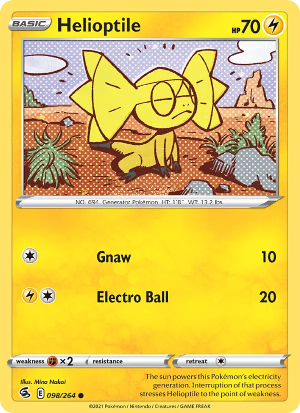 Helioptile Common Pokemon card #98 from Fusion Strike