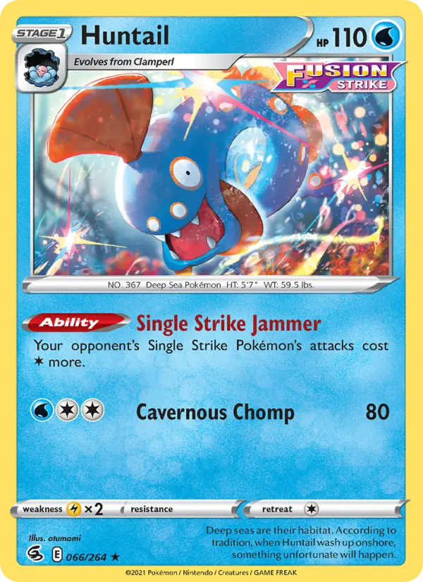 Huntail Rare Pokemon card #66 from Fusion Strike