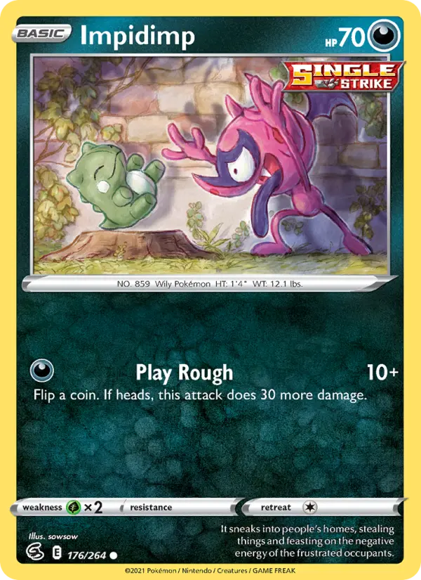 Impidimp Common Pokemon card #176 from Fusion Strike
