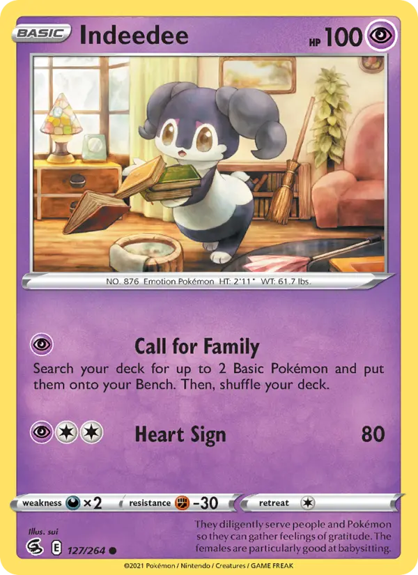 Indeedee Common Pokemon card #127 from Fusion Strike
