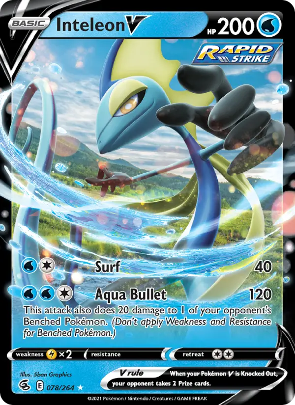 Inteleon V Holo Rare V Pokemon card #78 from Fusion Strike