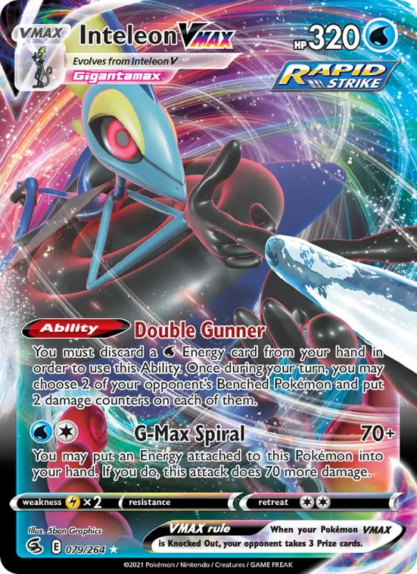 Inteleon VMAX Holo Rare VMAX Pokemon card #79 from Fusion Strike