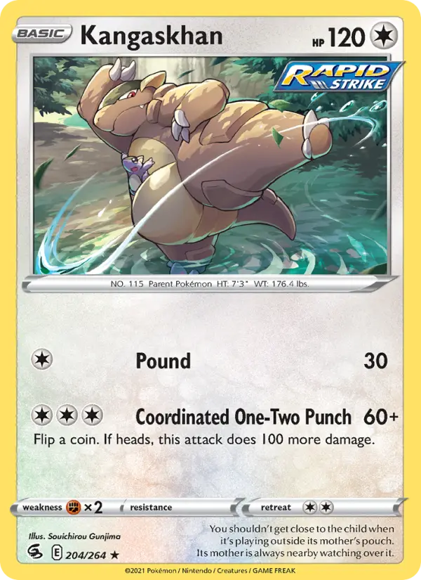 Kangaskhan Rare Pokemon card #204 from Fusion Strike