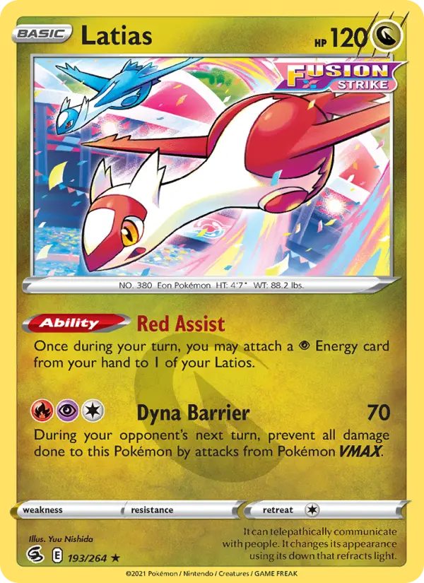 Latias Rare Pokemon card #193 from Fusion Strike