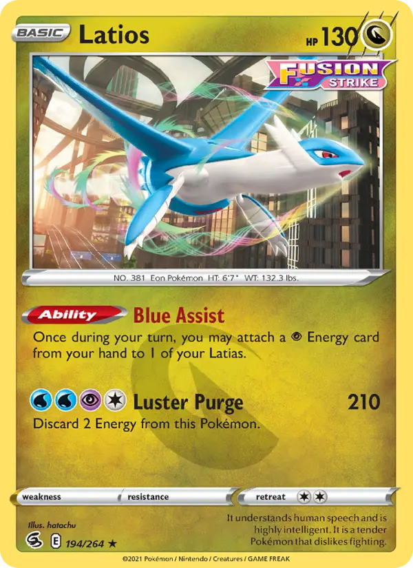 Latios Rare Pokemon card #194 from Fusion Strike