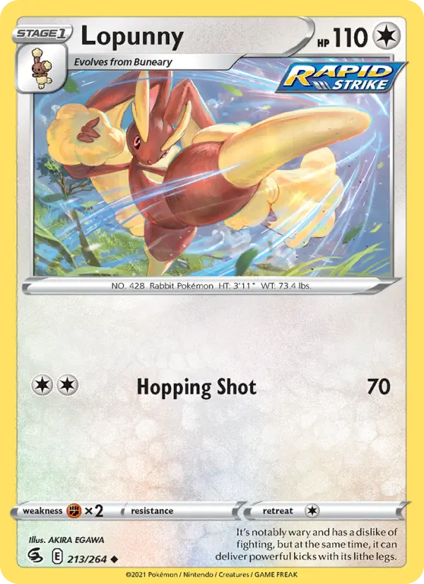 Lopunny Uncommon Pokemon card #213 from Fusion Strike